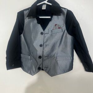 George‎ 2 Piece Dress Up Black Shirt Gray Vest Boys Toddler 3T NWOT